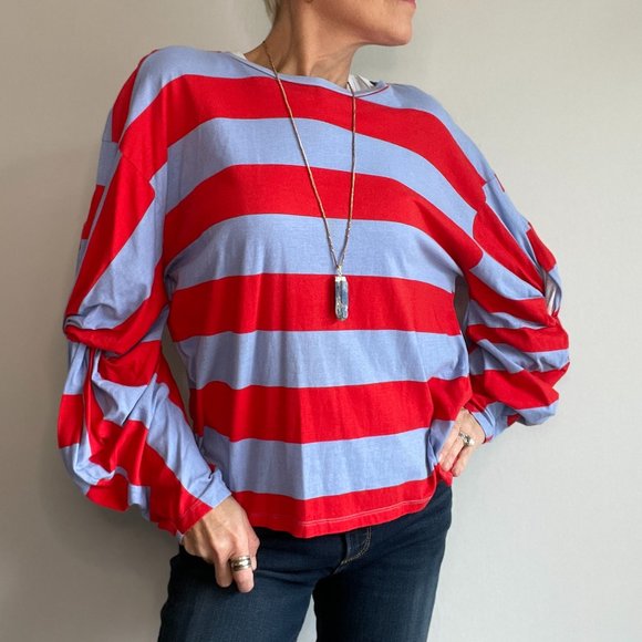 Women's Stripped top red and blue size medium - Picture 5 of 6